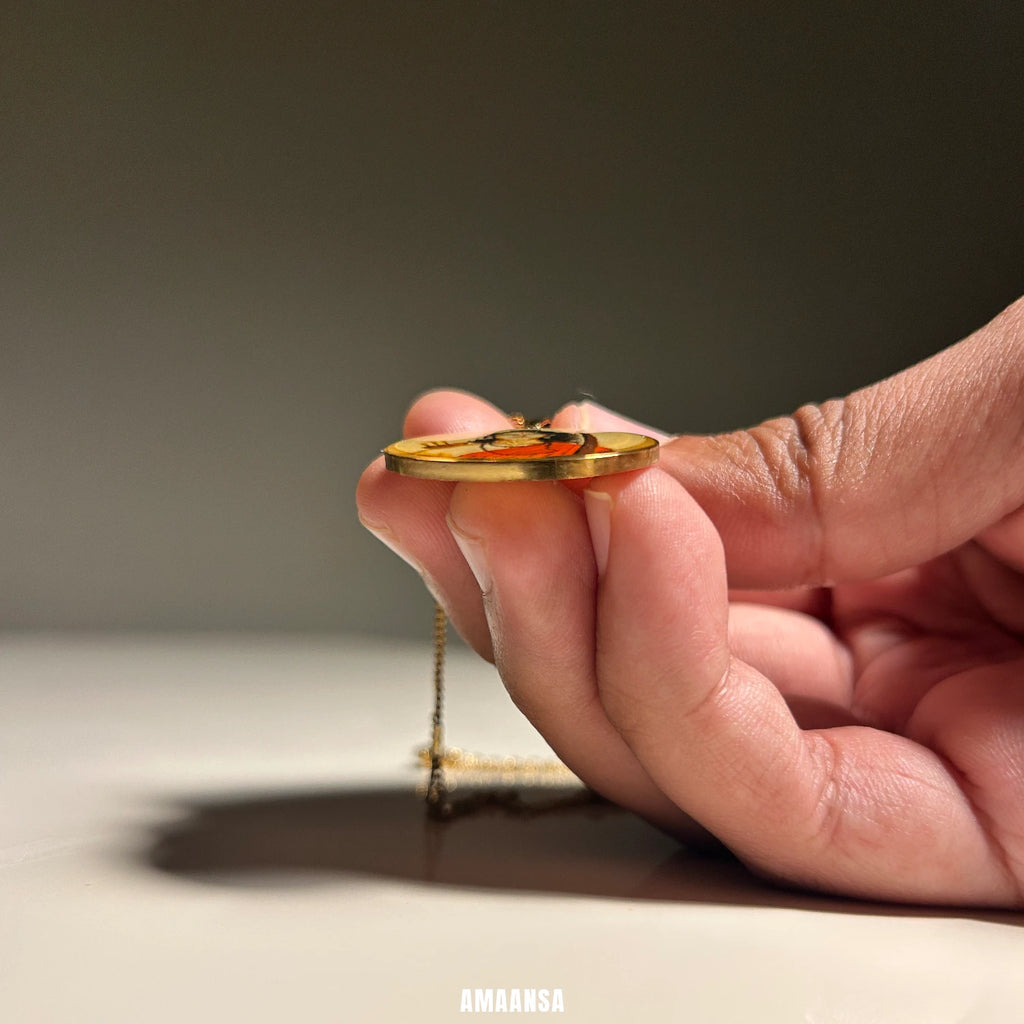 Shree Ram Vanvas Hand-Painted Pendant Semi-Colour | 18k Gold PVD Ram Navami Heirloom