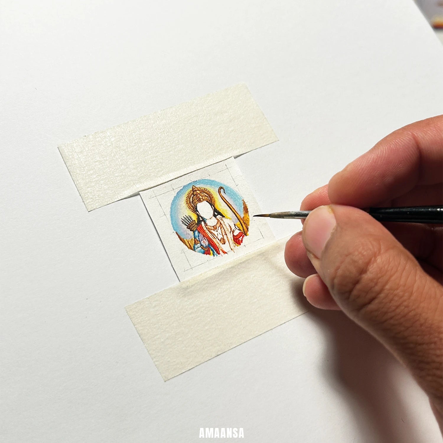 Shree Ram Hand-Painted Full Colour Pendant | Ram Navami Devotional Jewellery 18k Gold PVD Plated