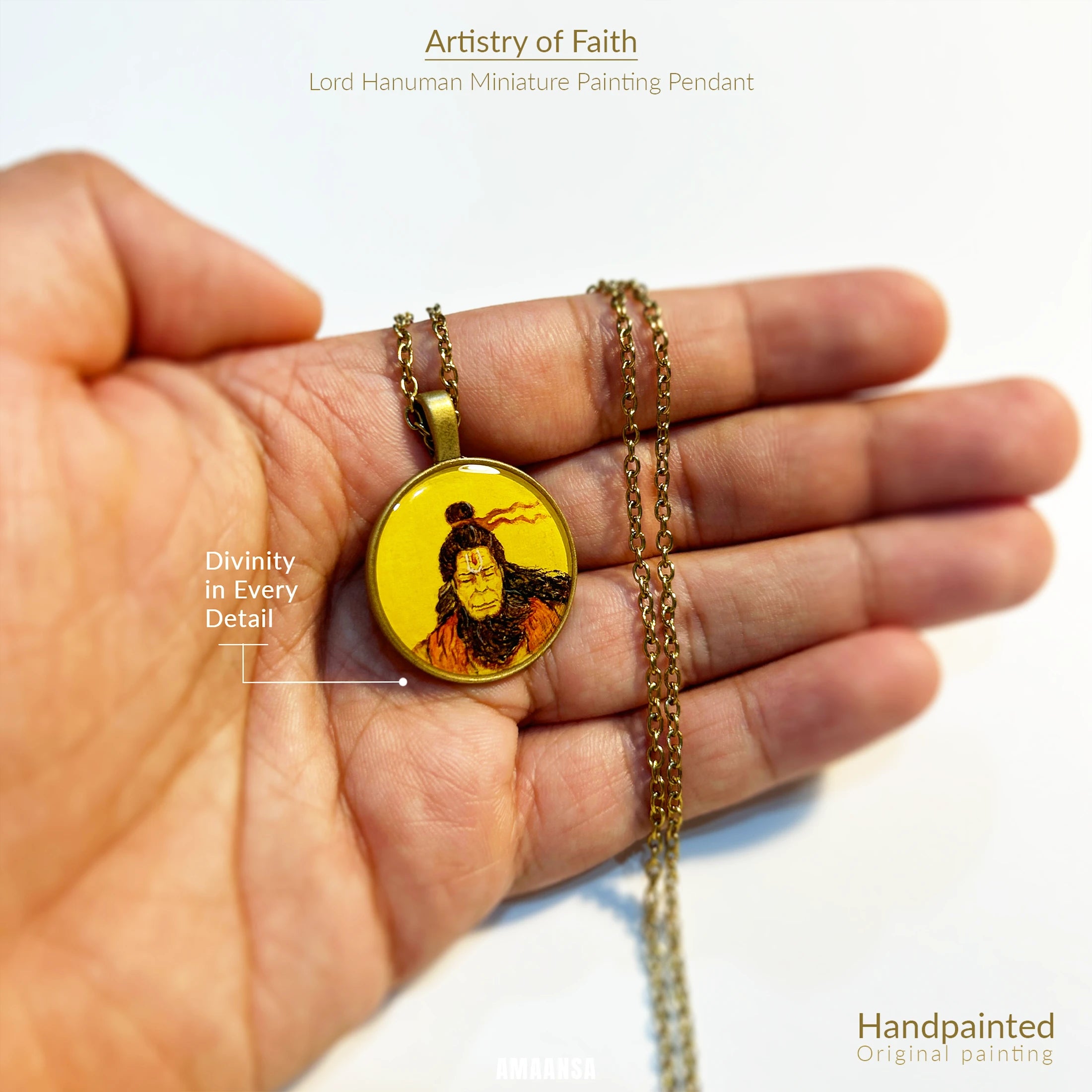 Lord Hanuman authentic miniature painting pendant
