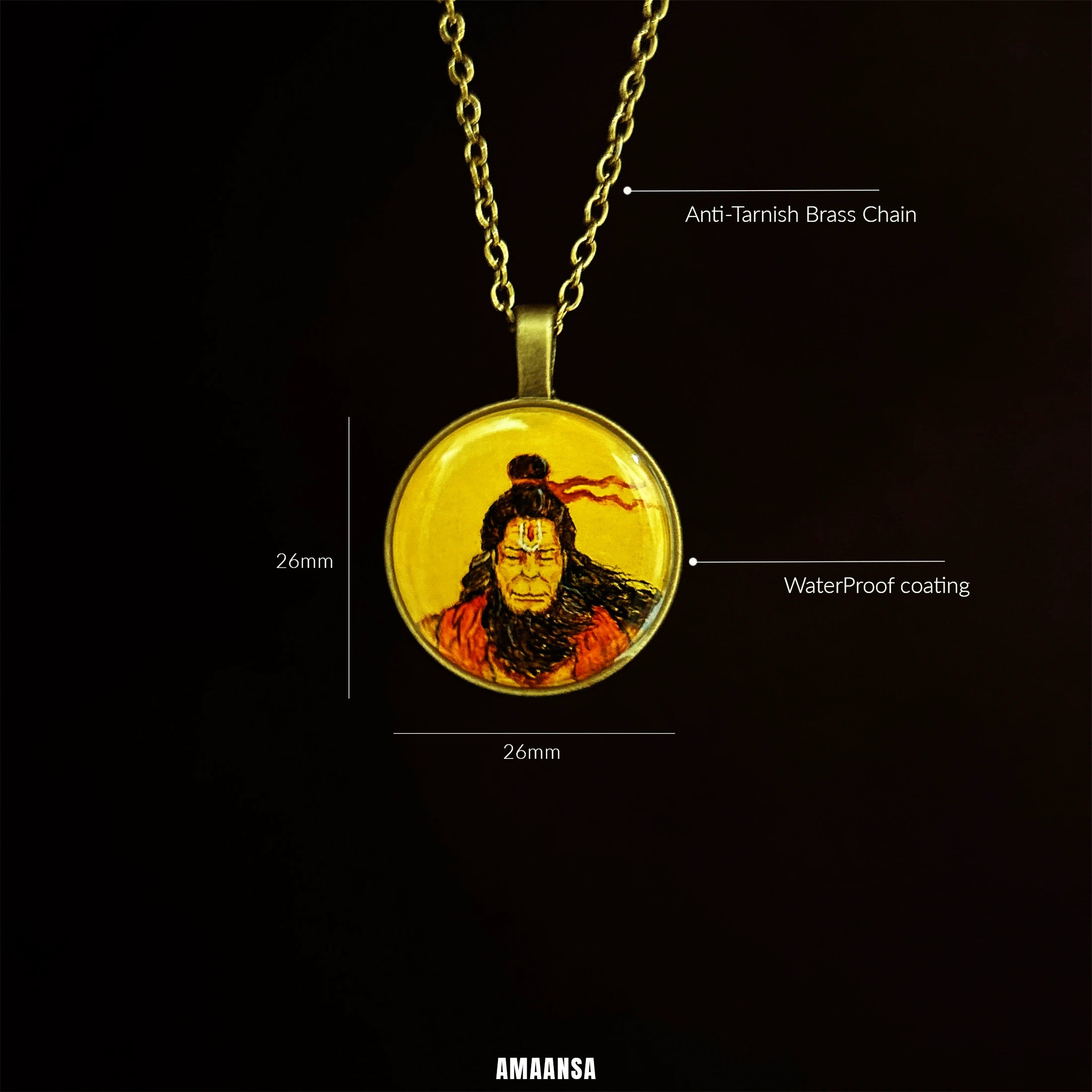 Lord Hanuman authentic miniature painting pendant