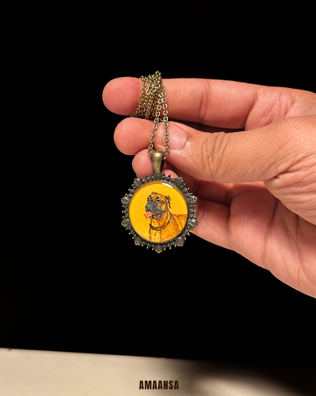 Vintage Styled: One Pet Face- HandPainted Pet Memory Pendant: [Made-to-order]