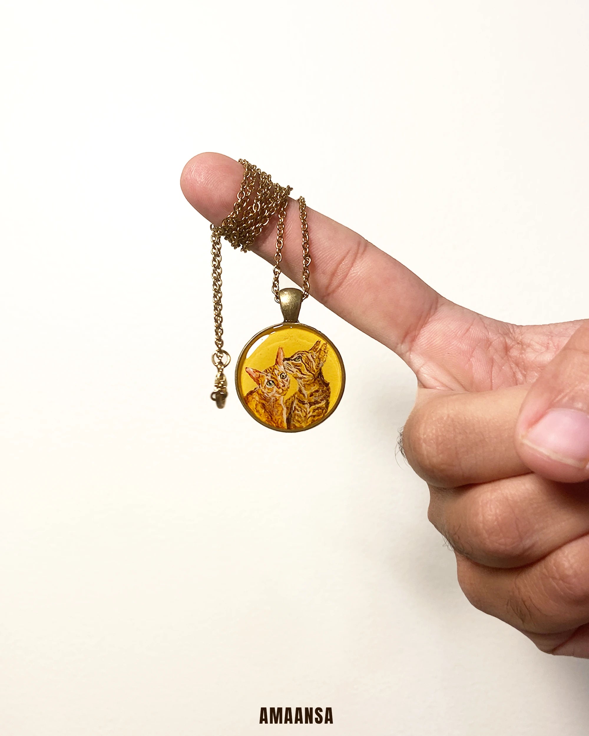 Vintage Styled: 2 Face- HandPainted Pet Memory Pendant: [Made-to-order]