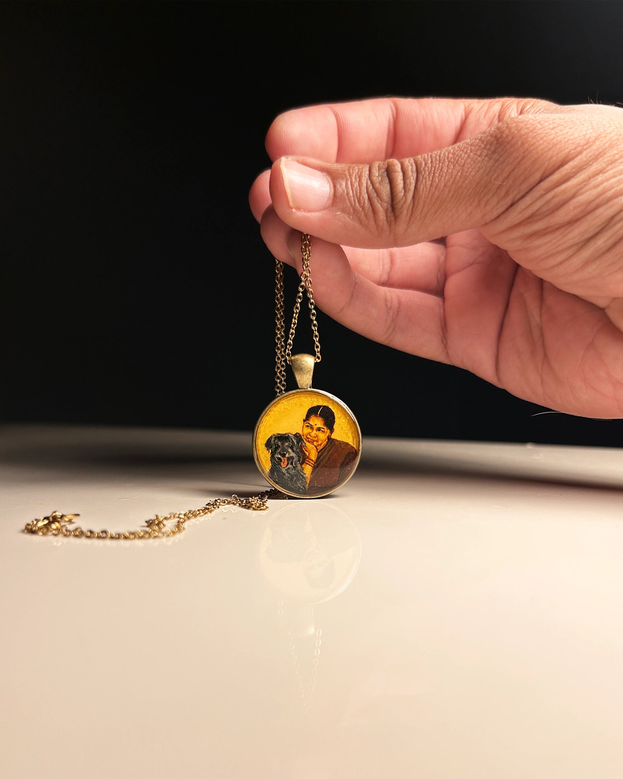 Vintage Styled: 2 Face- HandPainted Pet Memory Pendant: [Made-to-order]