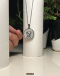 Premium SilveryWhite colour Stainless Steel Custom Pet Portrait Pendant - Handpainted Miniature Art