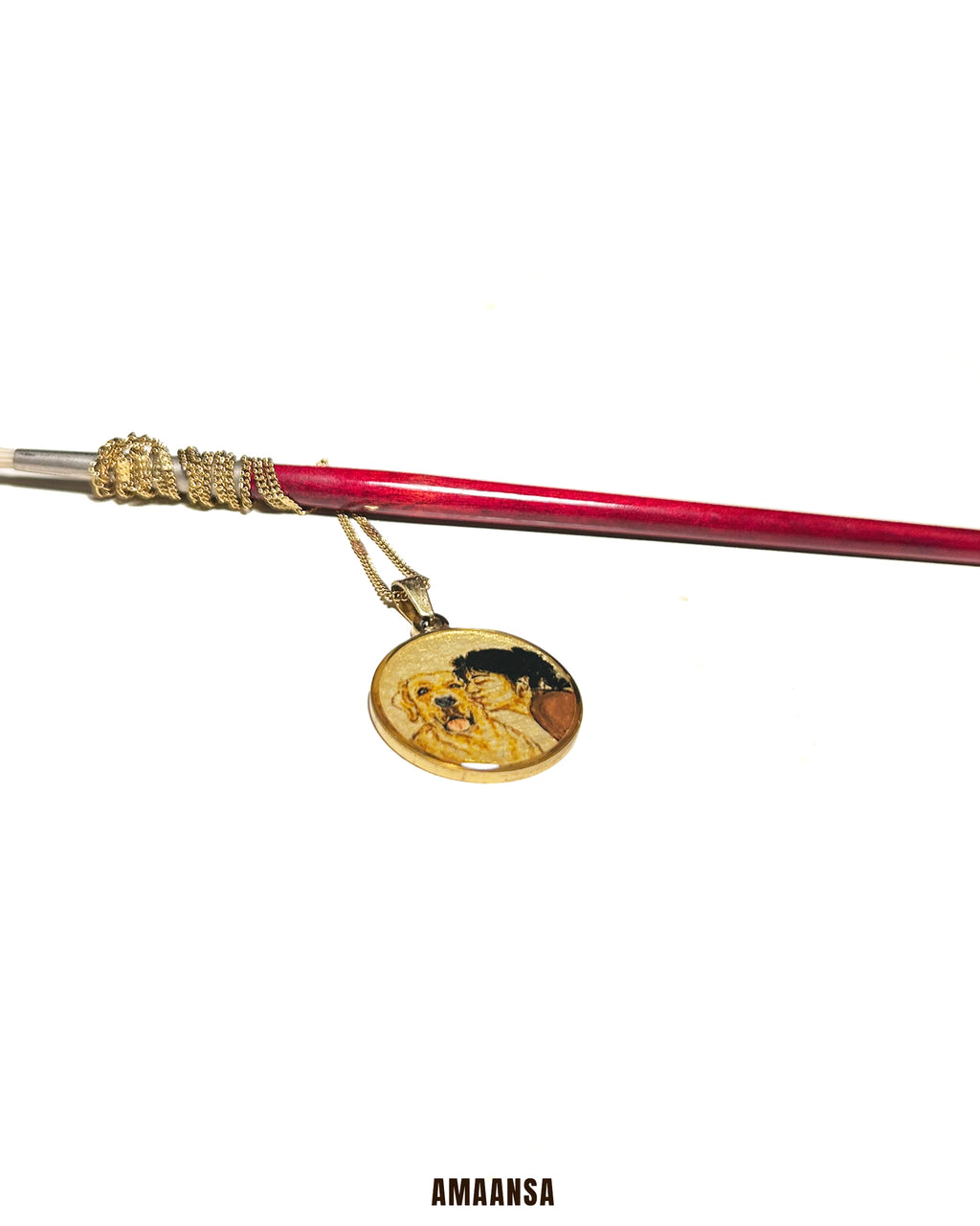 Custom Pet Portrait Pendant Premium 18k gold plated - Handpainted Miniature Art