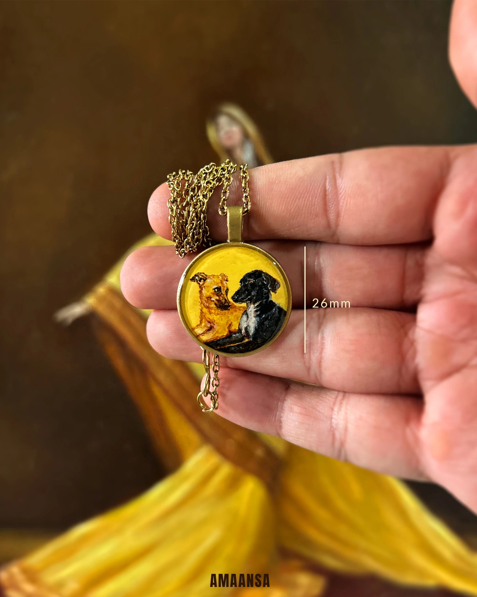 Vintage Styled: 2 Face- HandPainted Pet Memory Pendant: [Made-to-order]