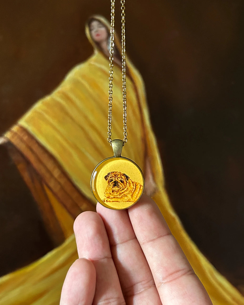 Vintage Styled: One Pet Face- HandPainted Pet Memory Pendant: [Made-to-order]