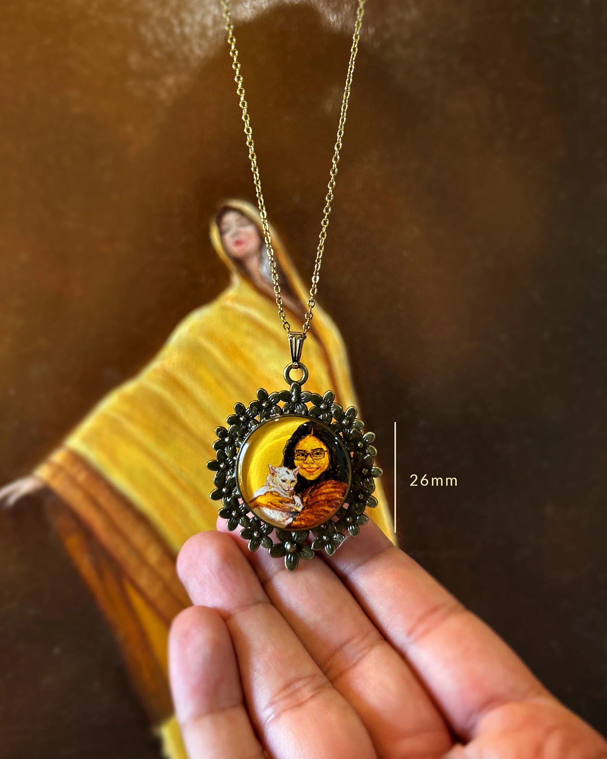 Vintage Styled: 2 Face- HandPainted Pet Memory Pendant: [Made-to-order]