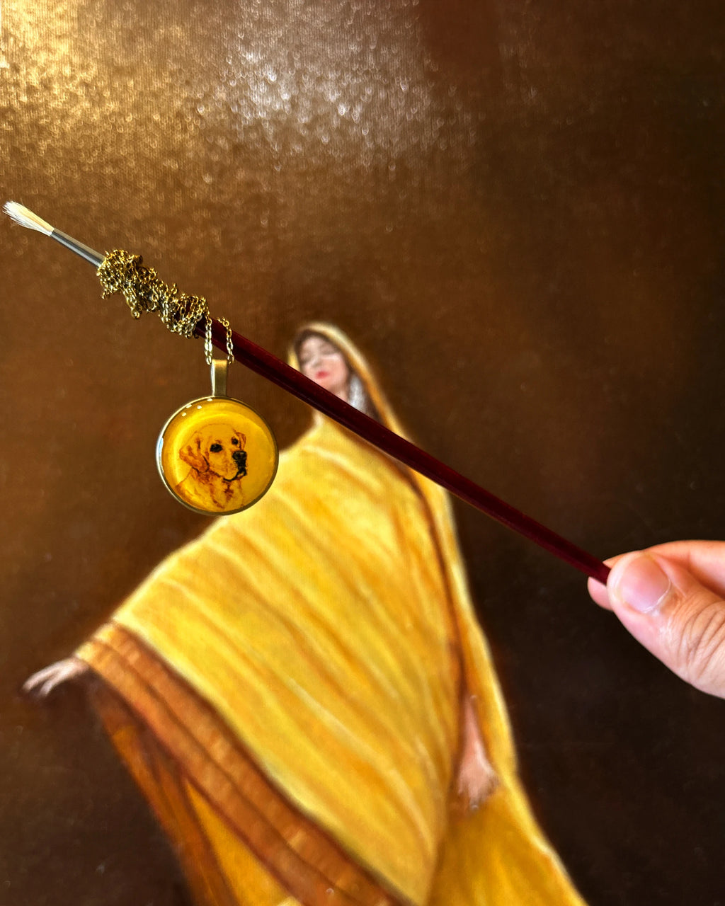 Vintage Styled: One Pet Face- HandPainted Pet Memory Pendant: [Made-to-order]