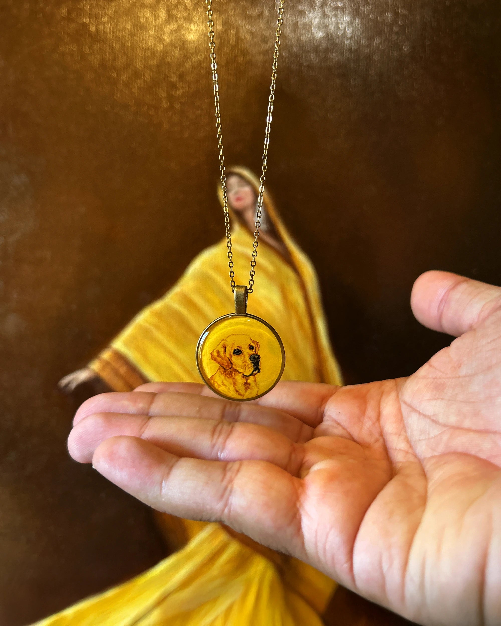 Vintage Styled: One Pet Face- HandPainted Pet Memory Pendant: [Made-to-order]