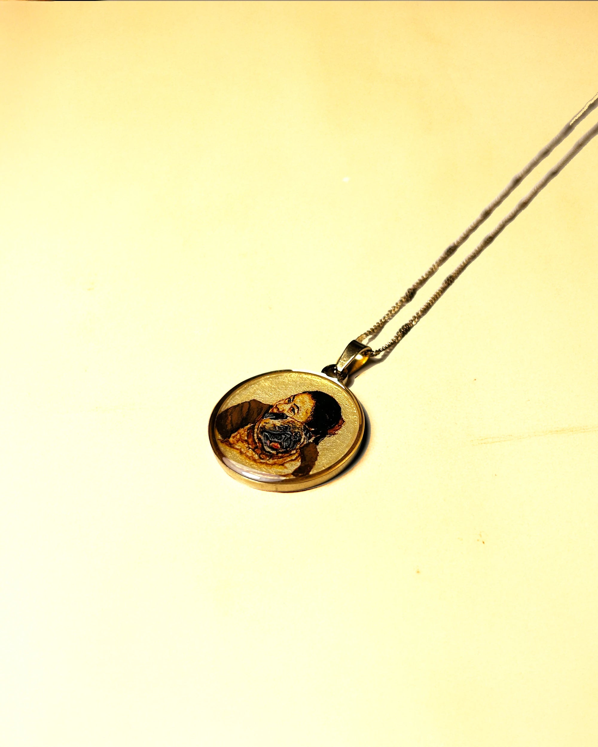 Custom Pet Portrait Pendant Premium 18k gold plated - Handpainted Miniature Art
