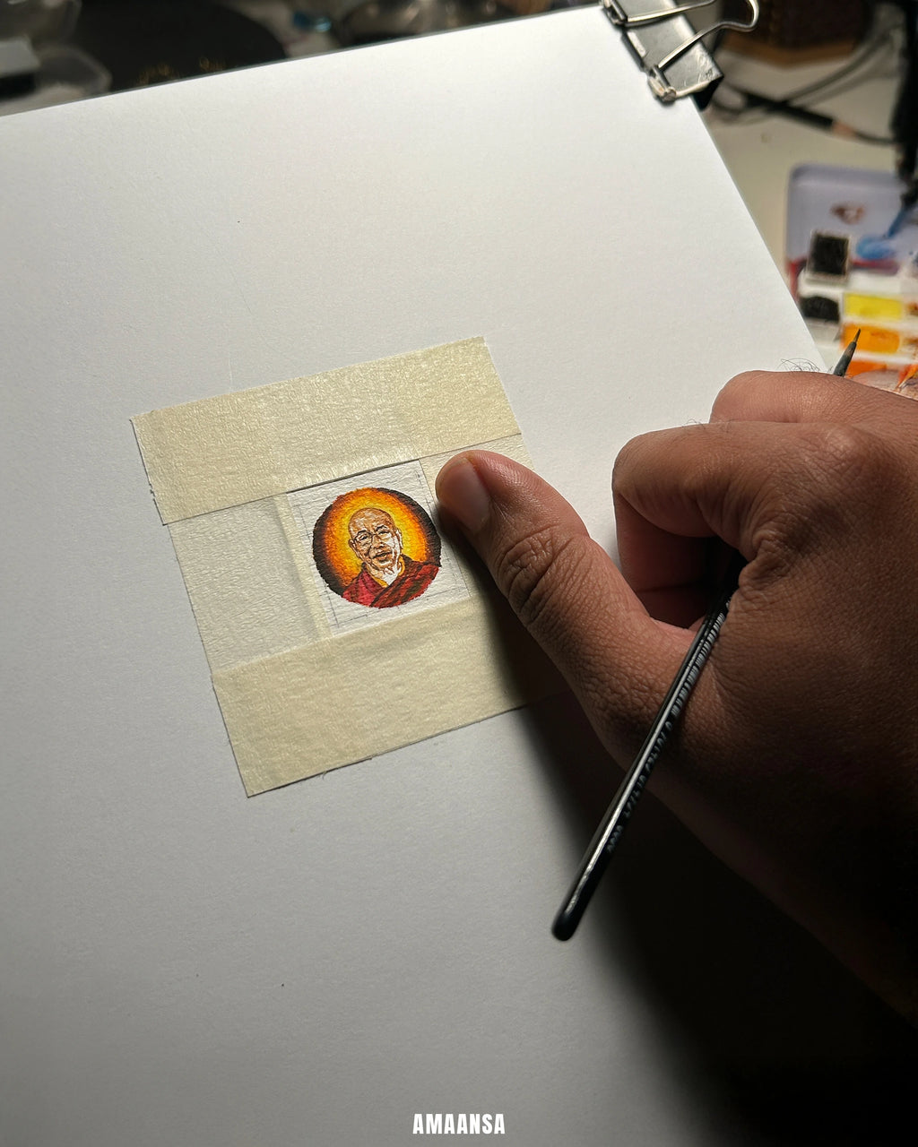 One Face | Premium 18k Gold PVD Pendant with Custom Miniature Art || Full colour