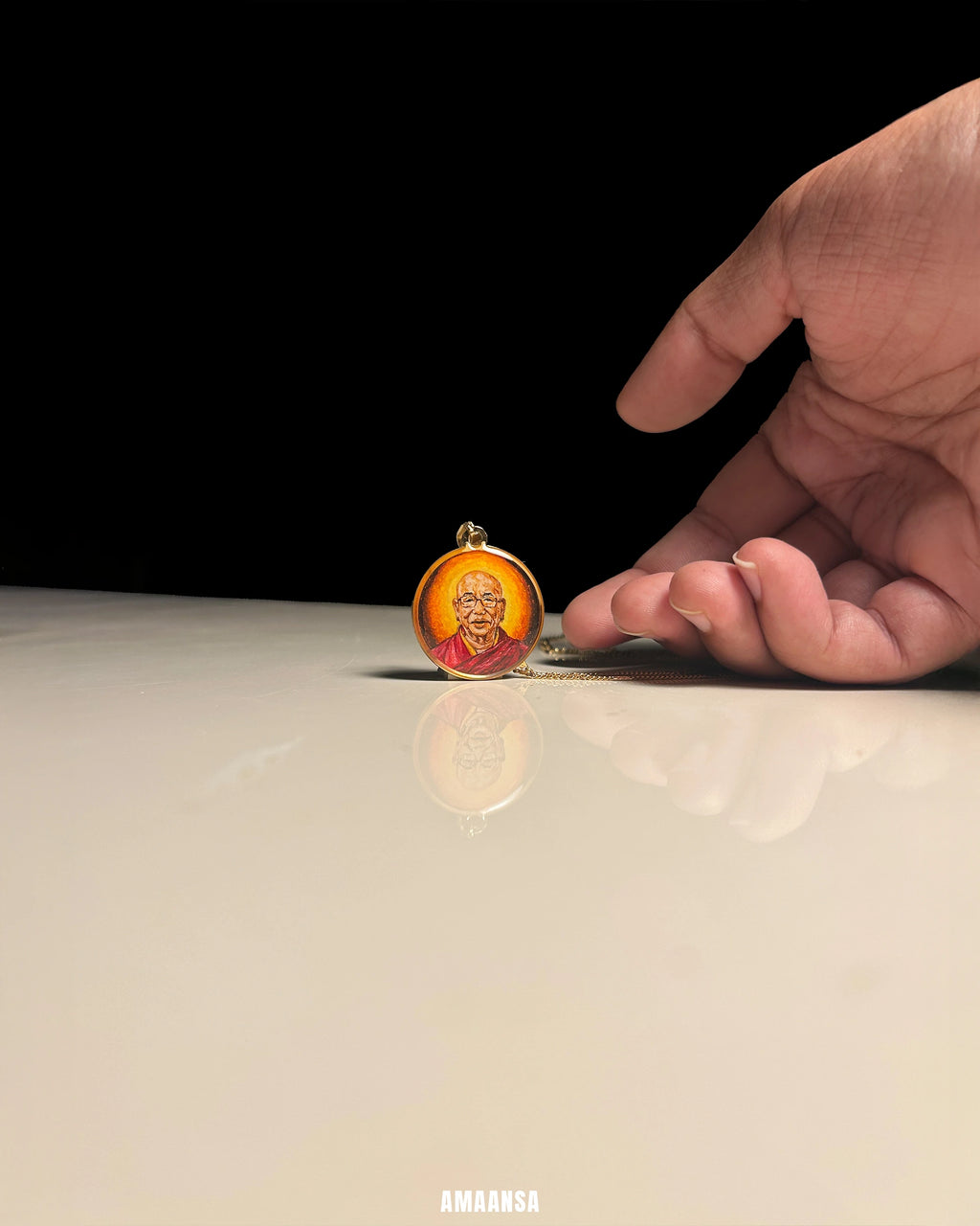 One Face | Premium 18k Gold PVD Pendant with Custom Miniature Art || Full colour