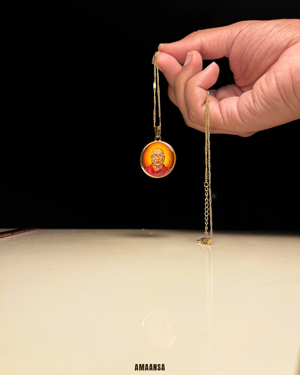 One Face | Premium 18k Gold PVD Pendant with Custom Miniature Art || Full colour