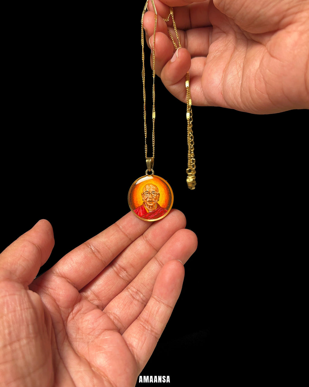 One Face | Premium 18k Gold PVD Pendant with Custom Miniature Art || Full colour