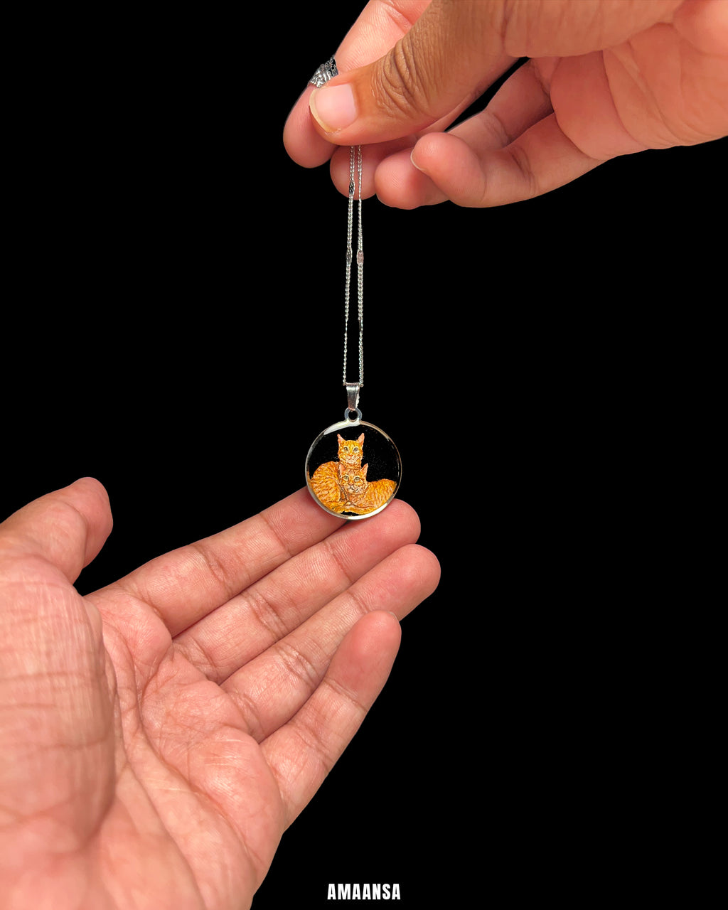 Pet Portrait Pendant Premium | Two Face | Full coloured- Personalized Art Jewelry