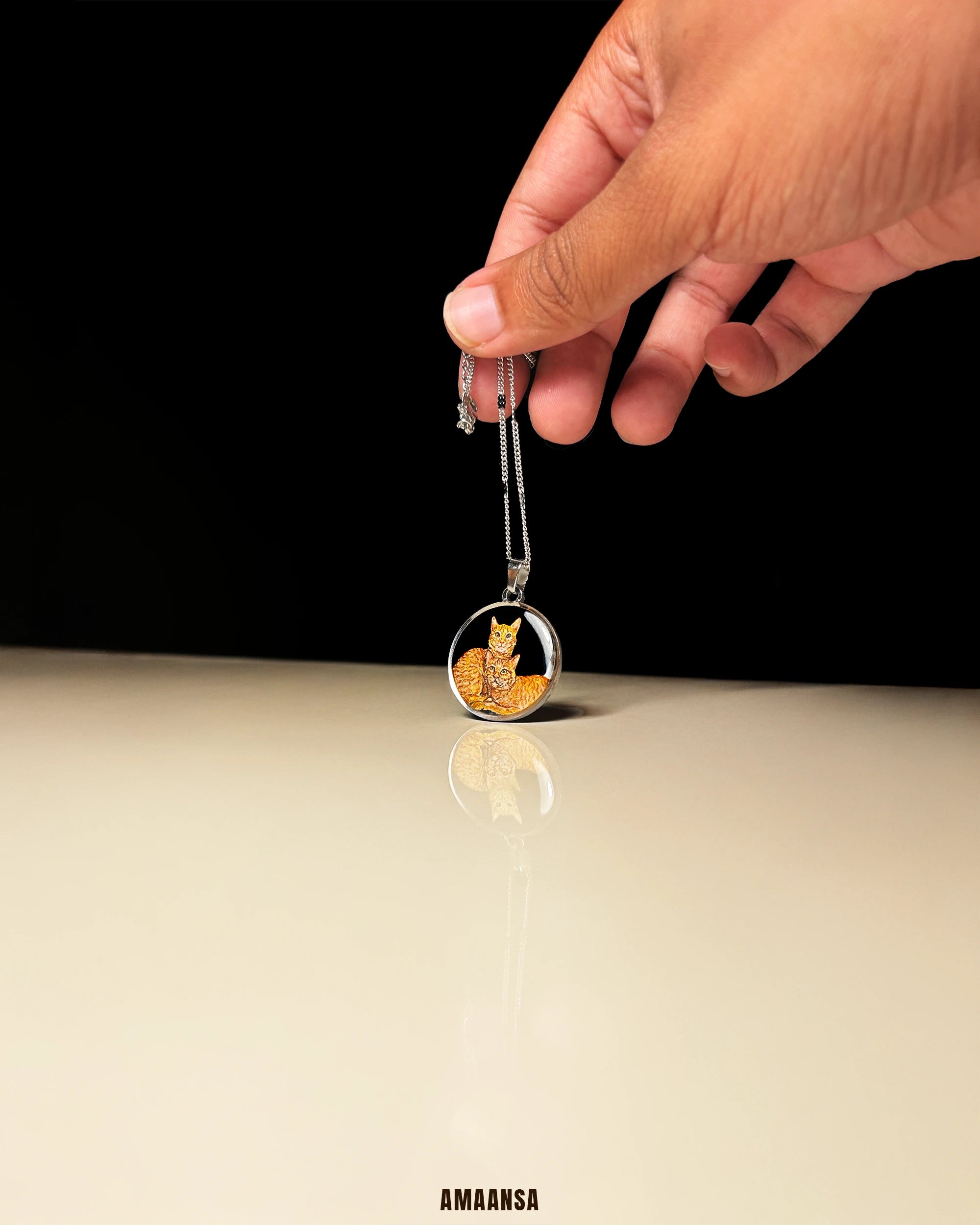 Pet Portrait Pendant Premium | Two Face | Full coloured- Personalized Art Jewelry