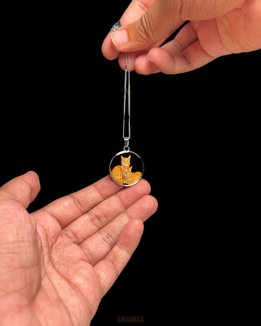 Pet Portrait Pendant Premium | Two Face | Full coloured- Personalized Art Jewelry