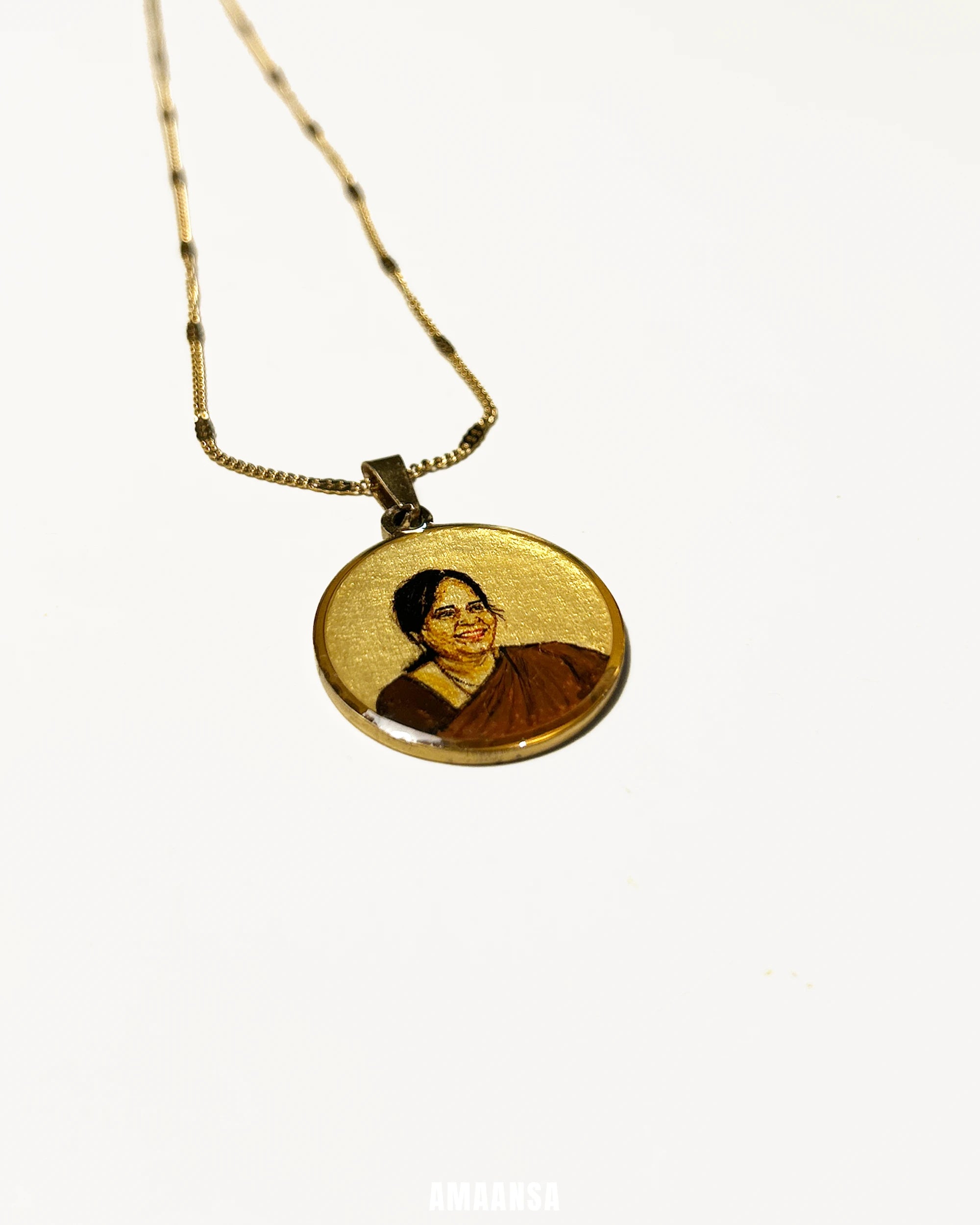 Premium 18k Gold PVD Pendant with Custom Miniature Art