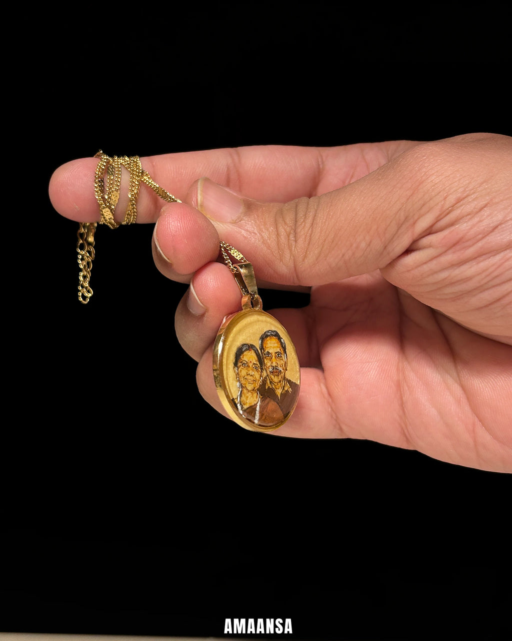 Premium 18k Gold PVD Pendant with Custom Miniature Art