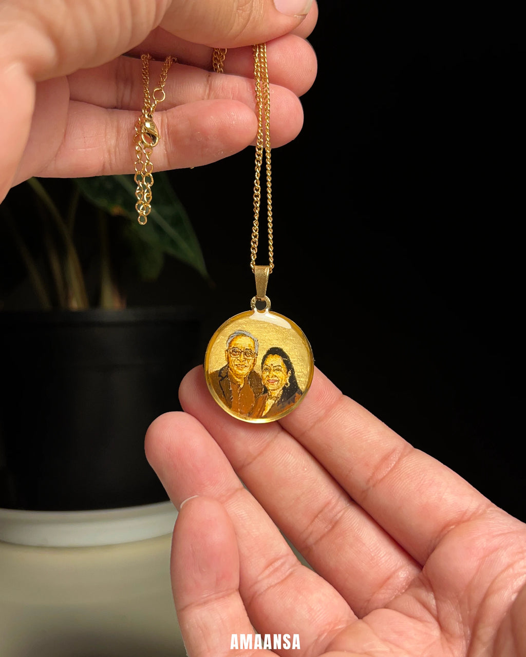 Premium 18k Gold PVD Pendant with Custom Miniature Art