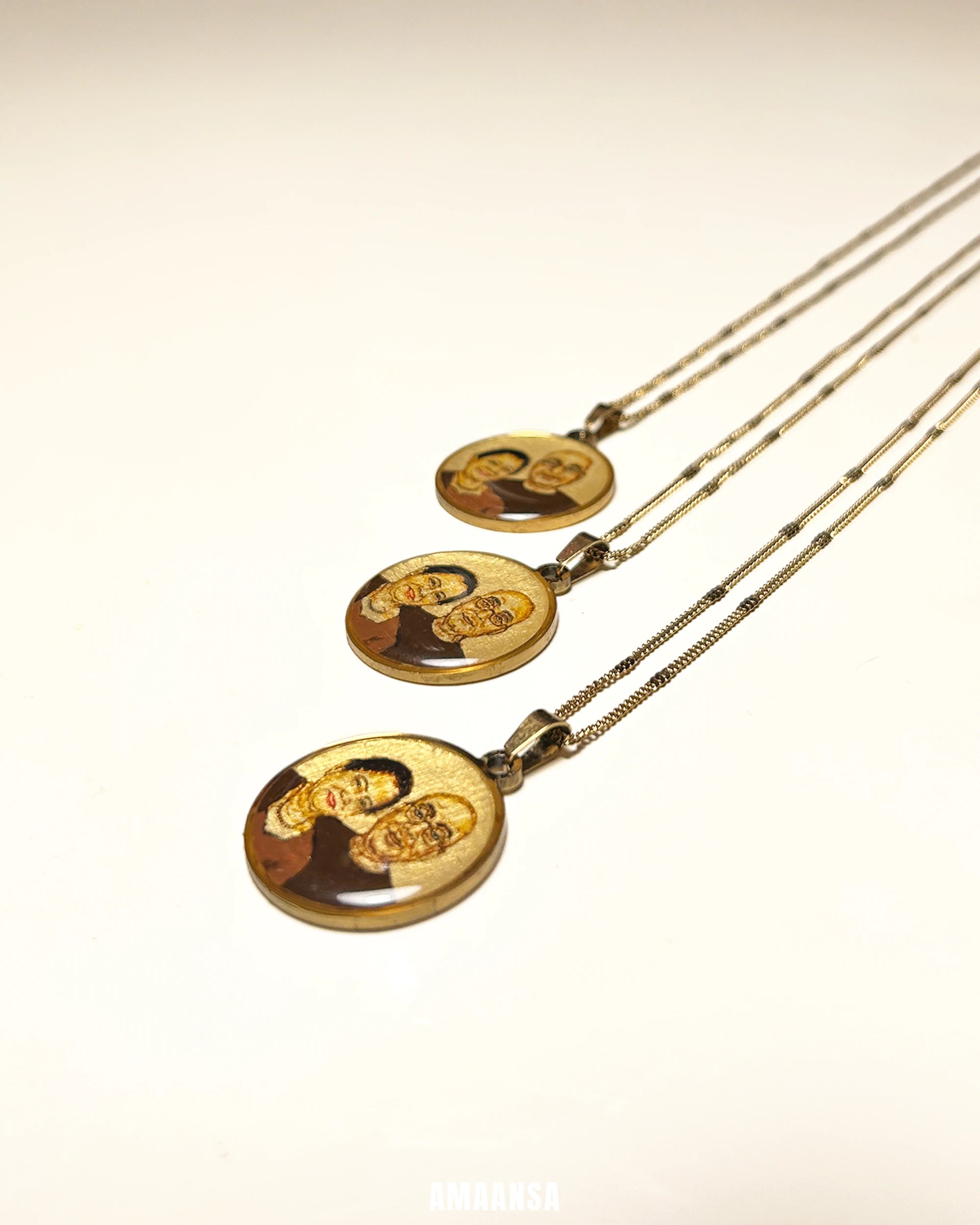 Premium 18k Gold PVD Pendant with Custom Miniature Art