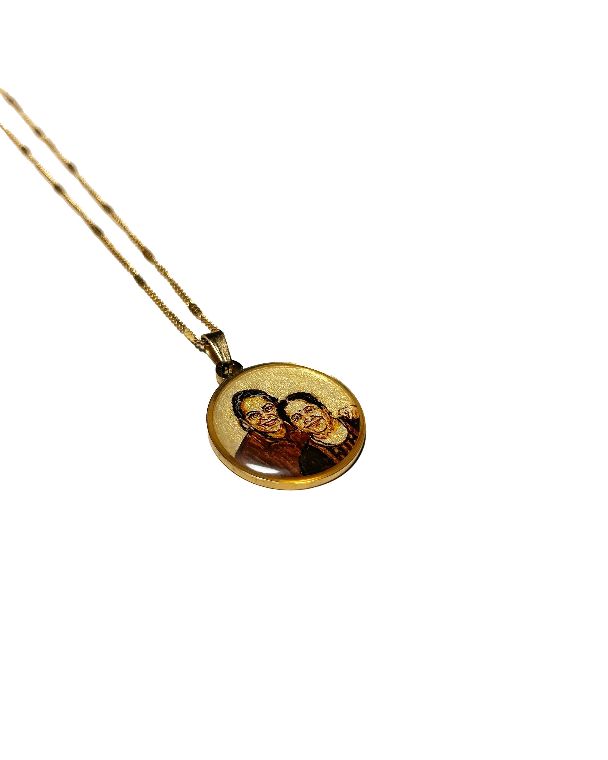 Premium 18k Gold PVD Pendant with Custom Miniature Art