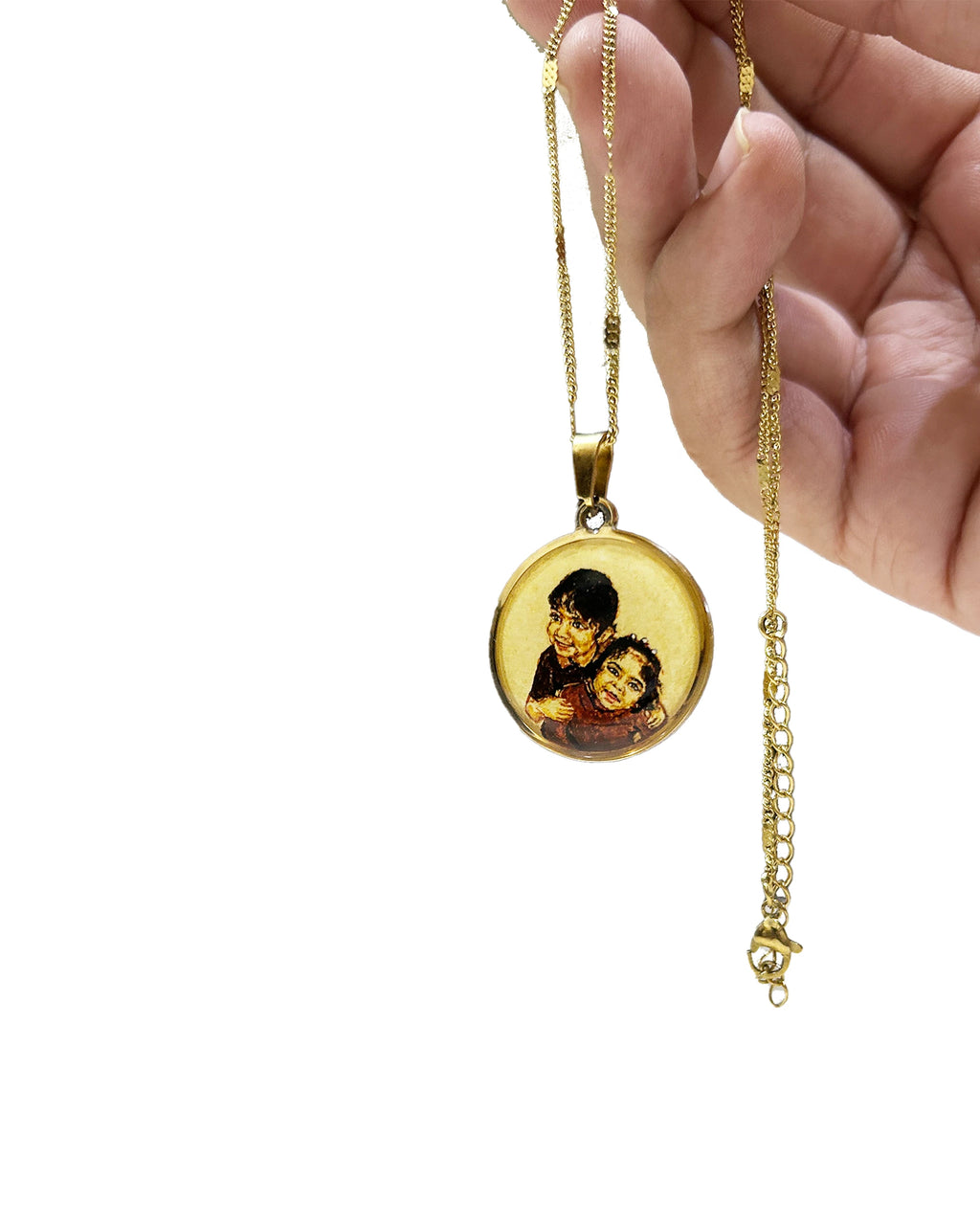Premium 18k Gold PVD Pendant with Custom Miniature Art