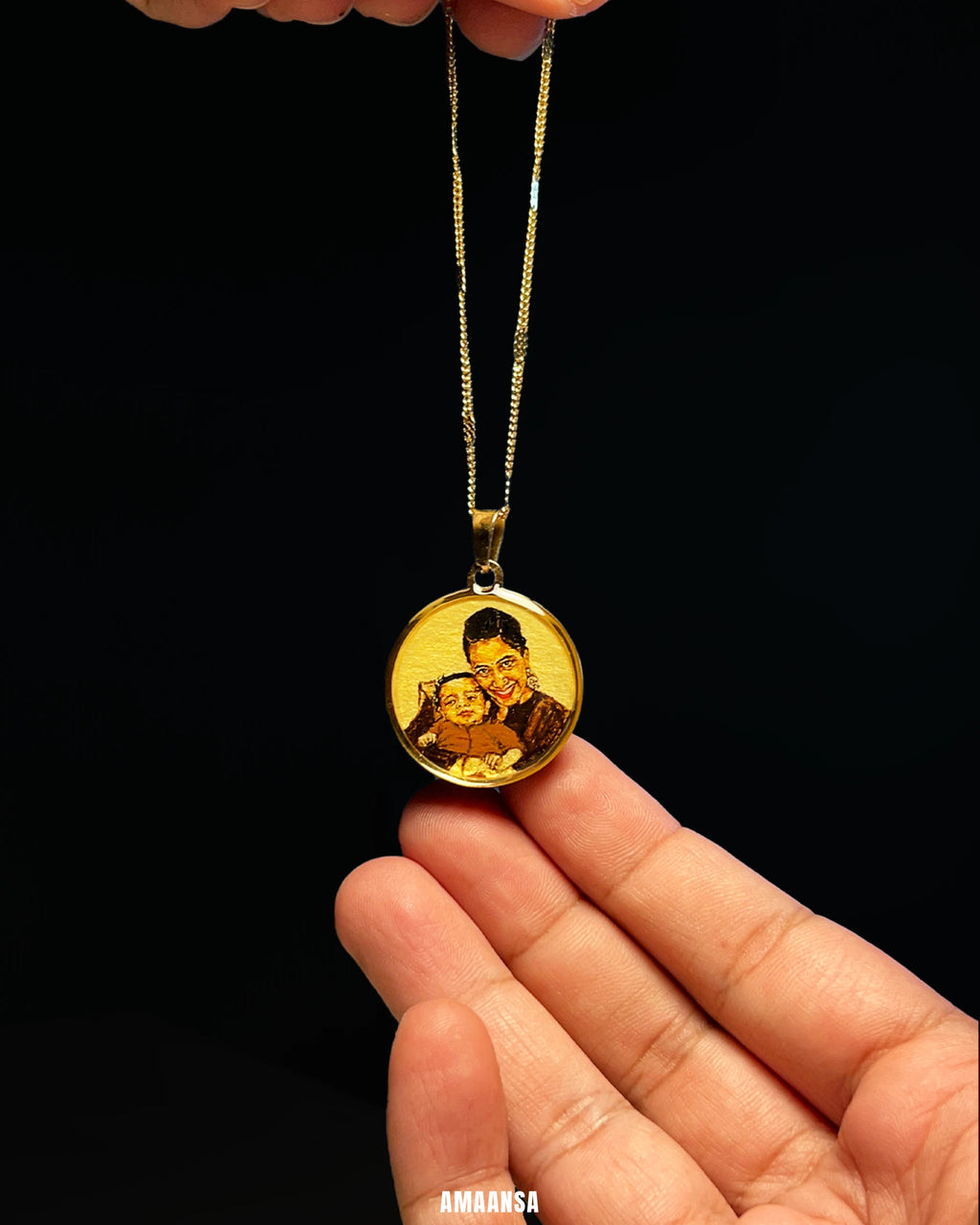 Premium 18k Gold PVD Pendant with Custom Miniature Art