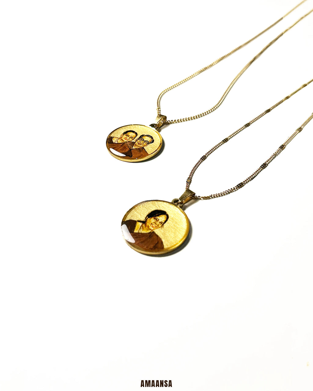 Premium 18k Gold PVD Pendant with Custom Miniature Art