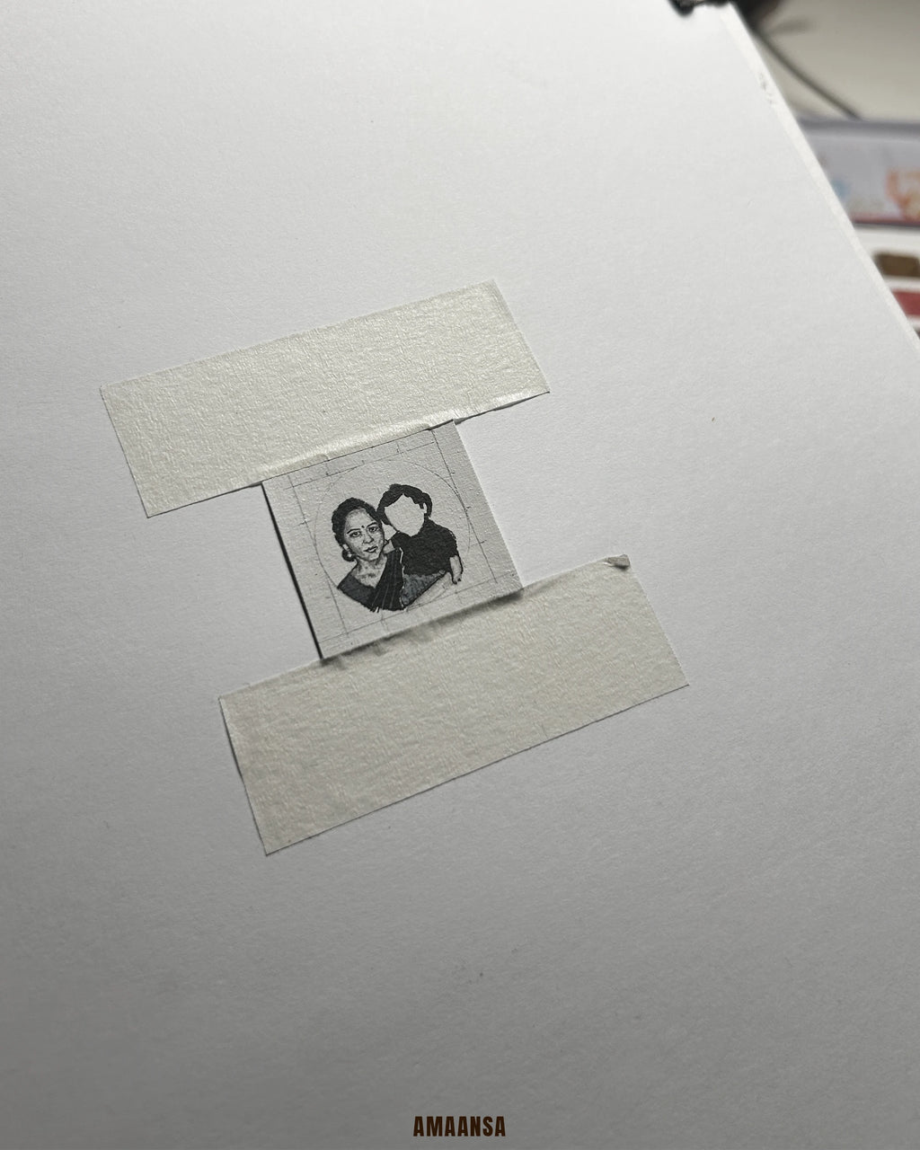 Premium SilveryWhite Custom Handpainted Miniature Portrait Pendant