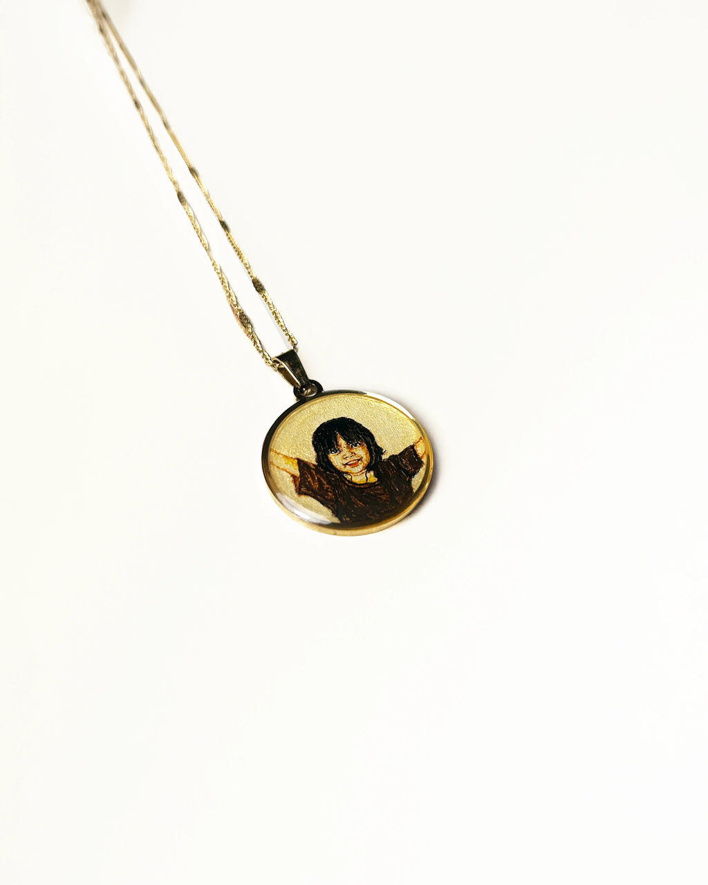 Premium 18k Gold PVD Pendant with Custom Miniature Art