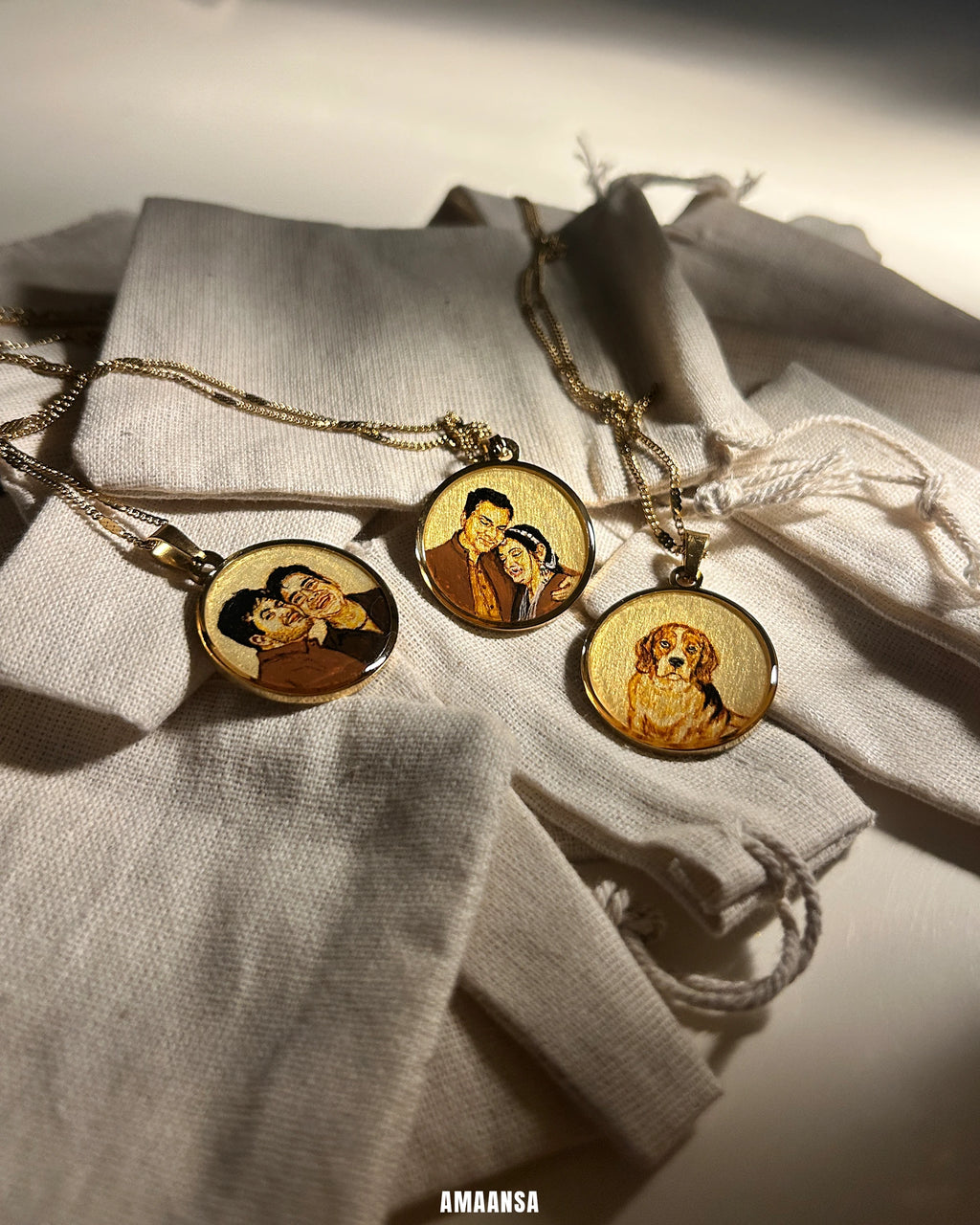 Premium 18k Gold PVD Pendant with Custom Miniature Art