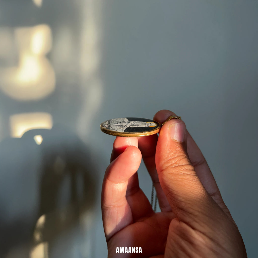 Handpainted Devotional Sai Baba Pendant | 18K PVD Gold Plated | Full Body