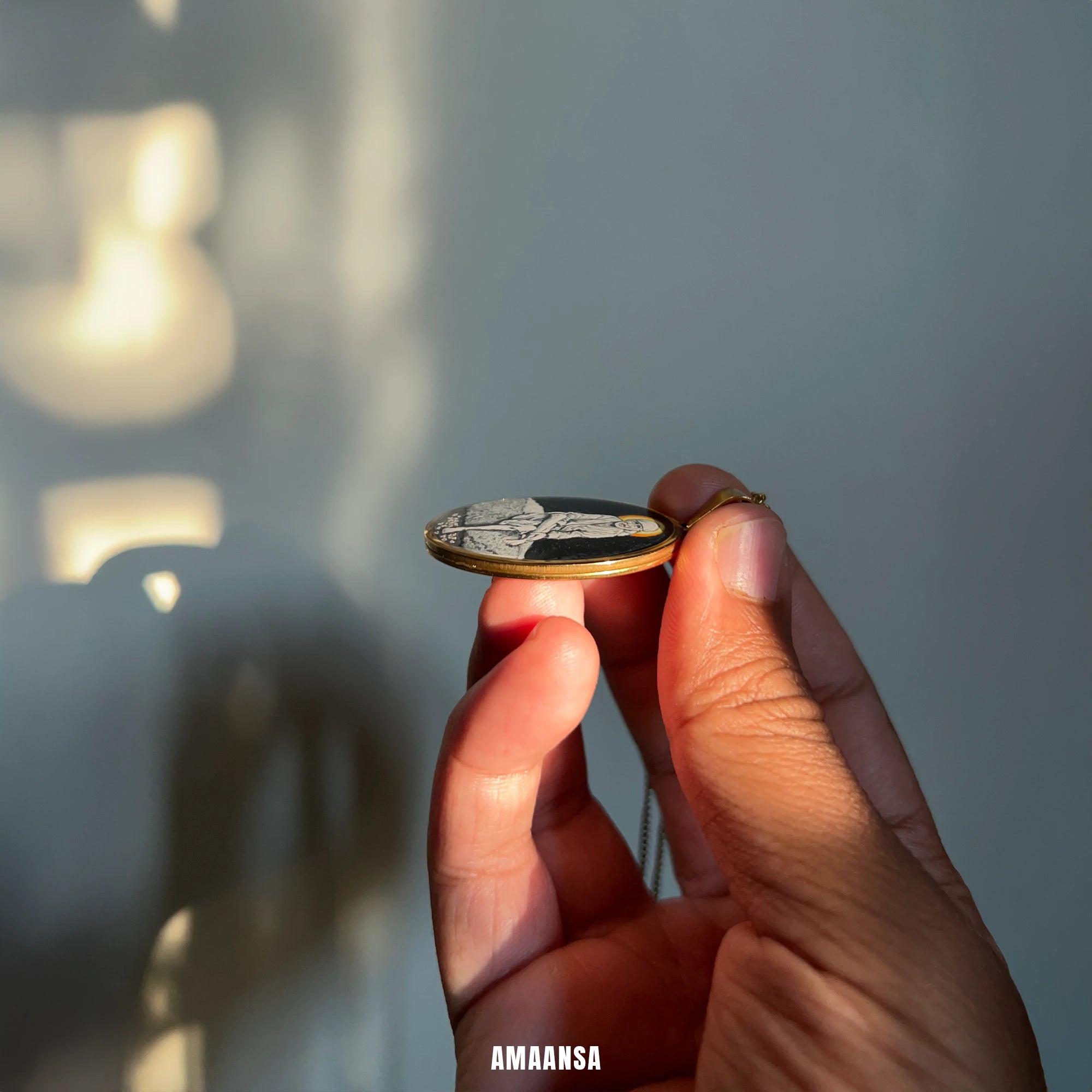 Handpainted Devotional Sai Baba Pendant | 18K PVD Gold Plated | Full Body