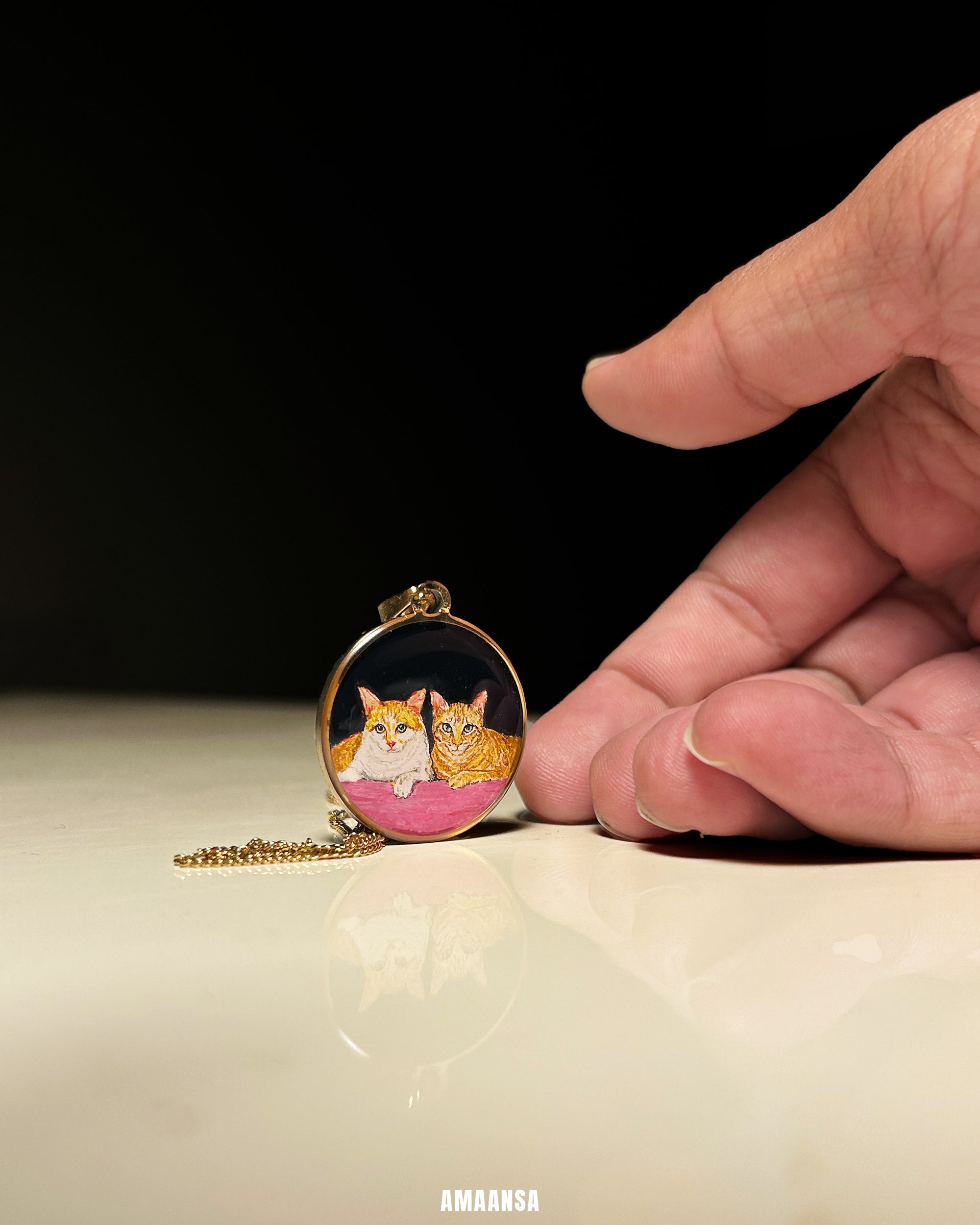 Pet Portrait Pendant Premium | Two Face | Full coloured- Personalized Art Jewelry