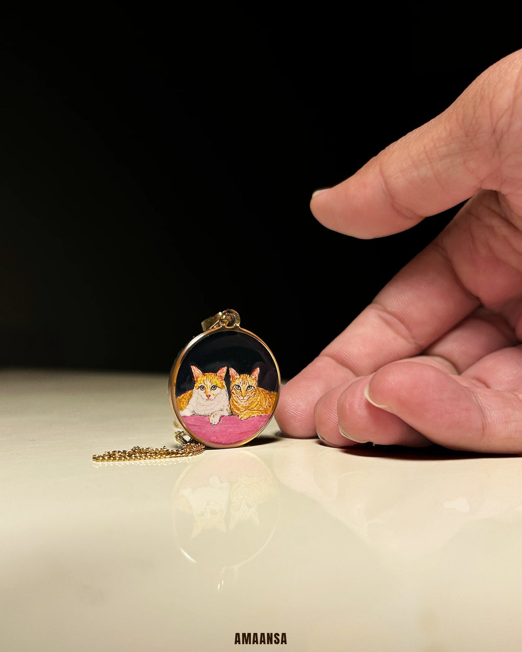 Pet Portrait Pendant Premium | Two Face | Full coloured- Personalized Art Jewelry