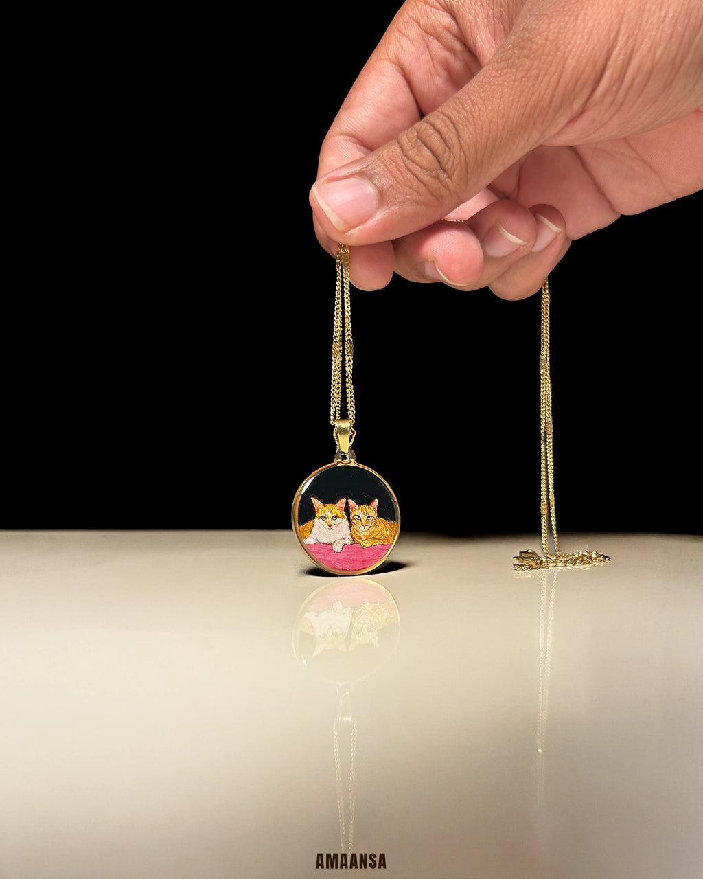 Pet Portrait Pendant Premium | Two Face | Full coloured- Personalized Art Jewelry