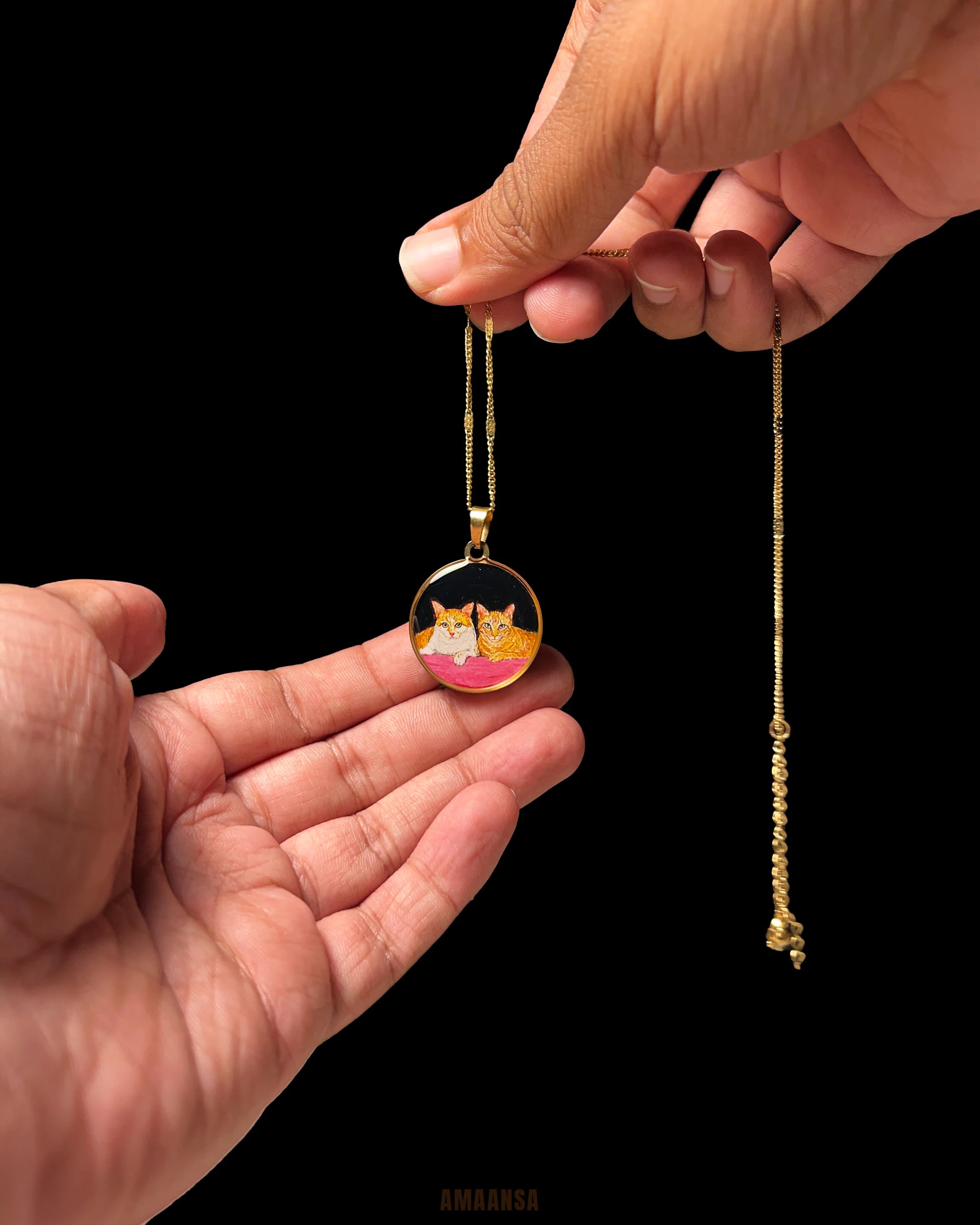 Pet Portrait Pendant Premium | Two Face | Full coloured- Personalized Art Jewelry