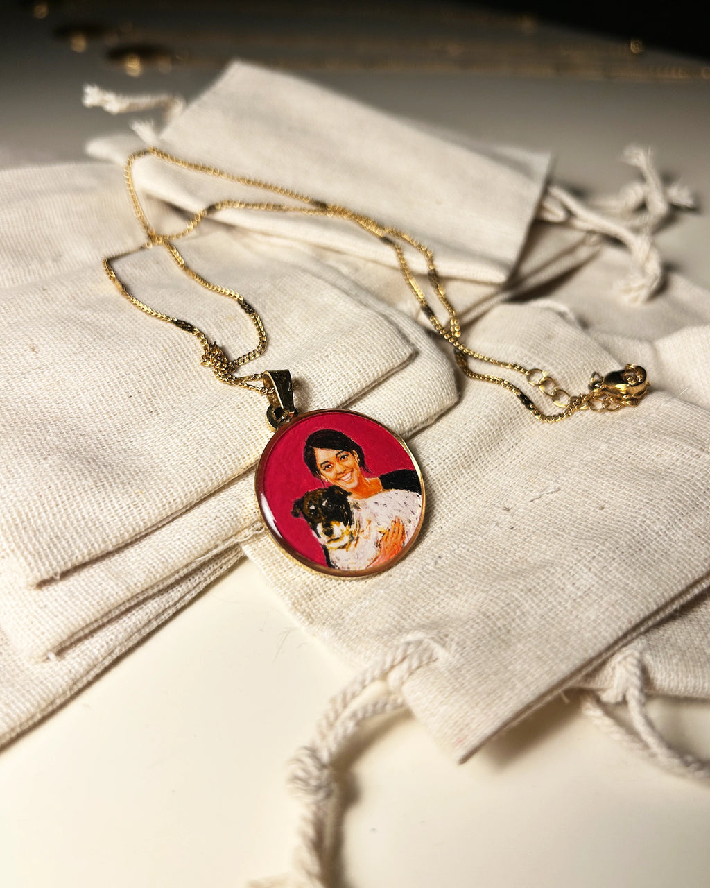 Pet Portrait Pendant Premium | Two Face | Full coloured- Personalized Art Jewelry