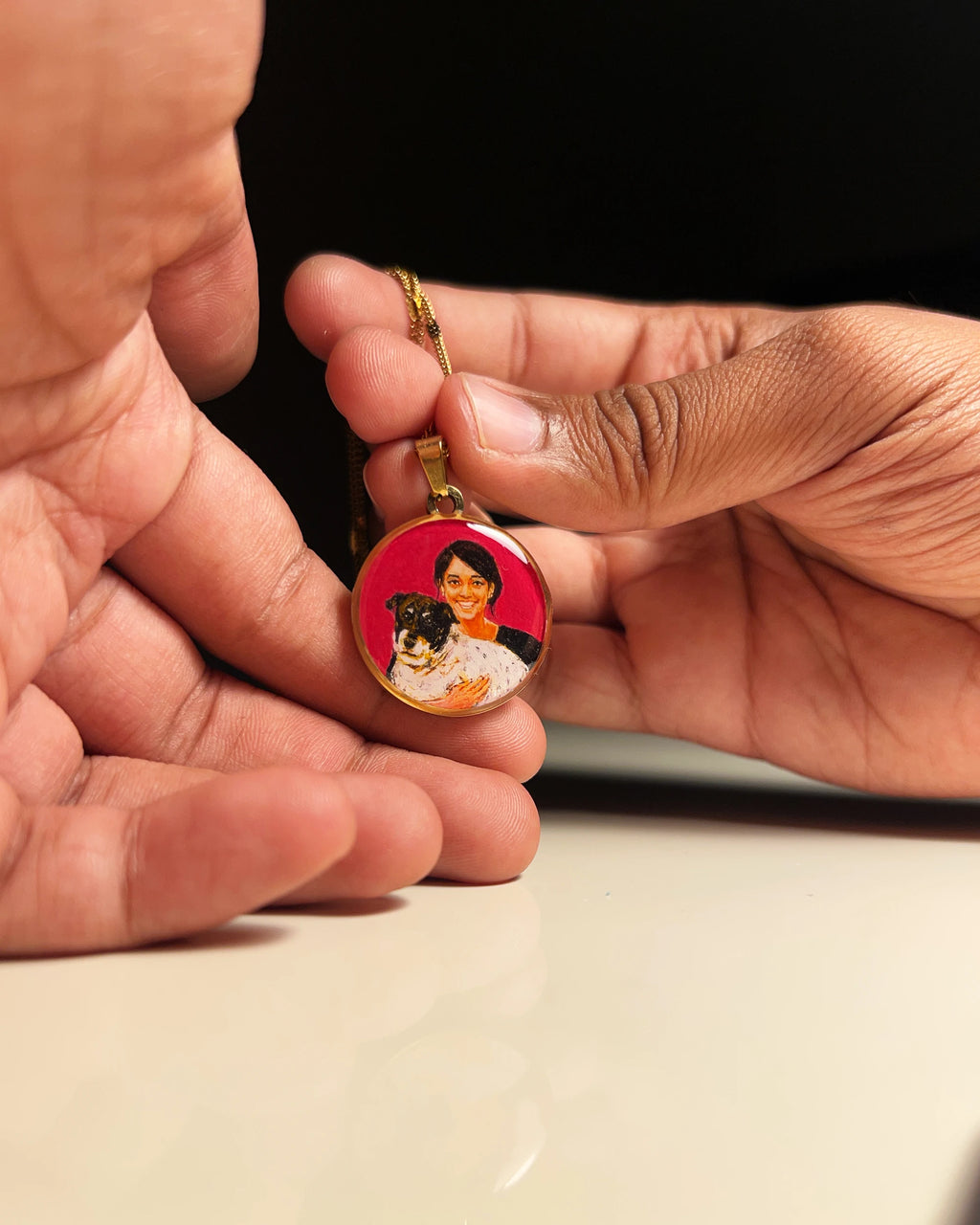 Pet Portrait Pendant Premium | Two Face | Full coloured- Personalized Art Jewelry