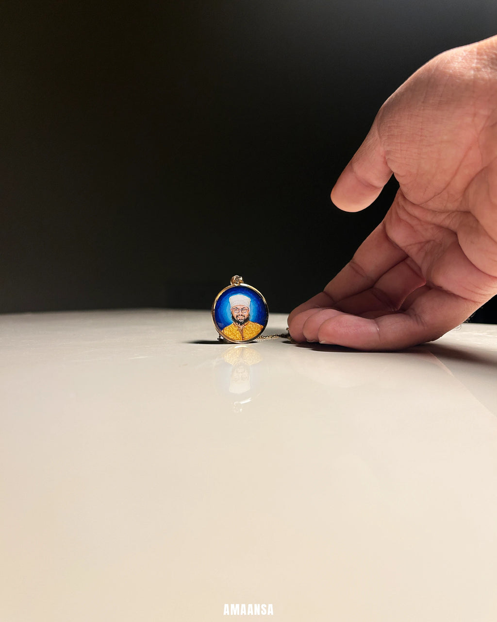 One Face | Premium 18k Gold PVD Pendant with Custom Miniature Art || Full colour