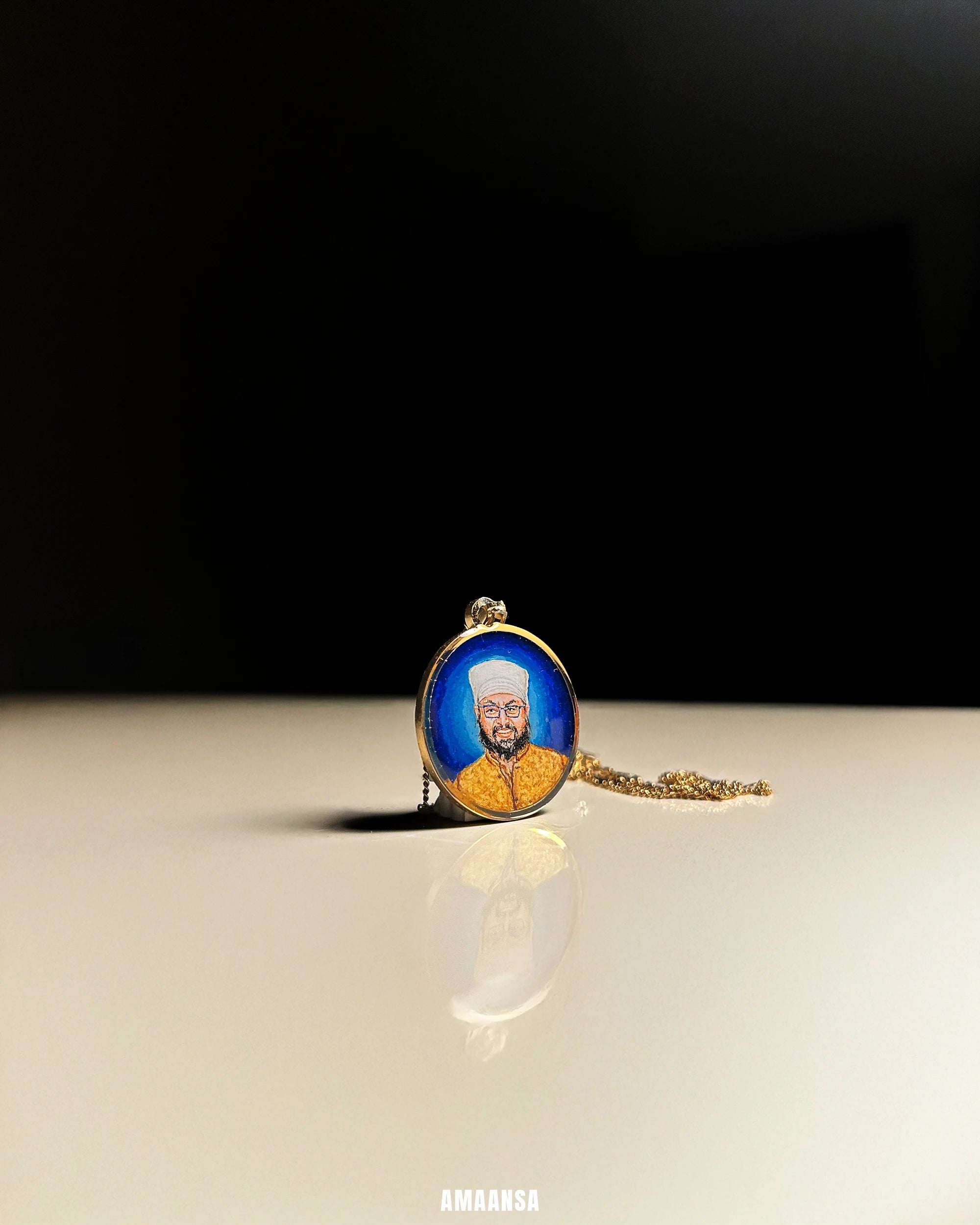 One Face | Premium 18k Gold PVD Pendant with Custom Miniature Art || Full colour