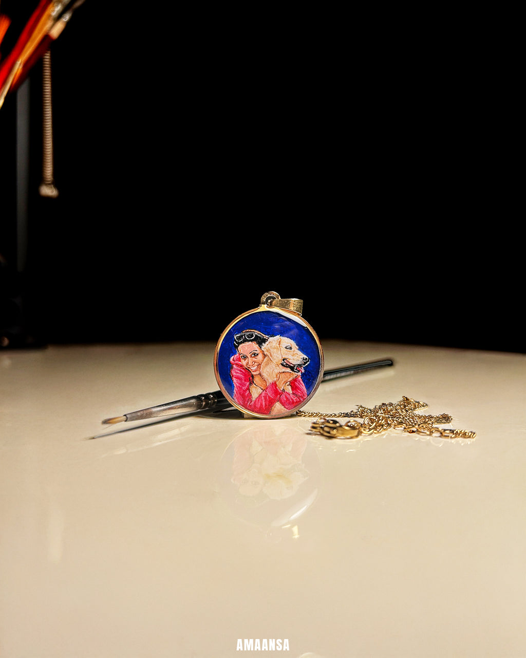 Pet Portrait Pendant Premium | Two Face | Full coloured- Personalized Art Jewelry