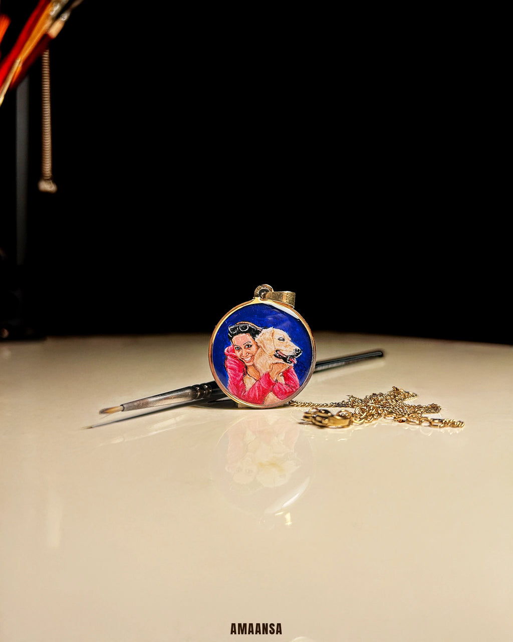 Pet Portrait Pendant Premium | Two Face | Full coloured- Personalized Art Jewelry
