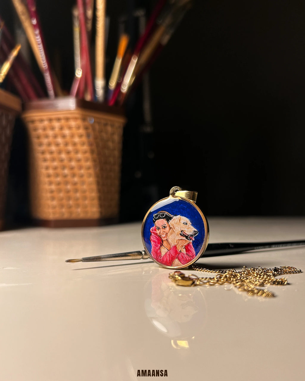 Pet Portrait Pendant Premium | Two Face | Full coloured- Personalized Art Jewelry