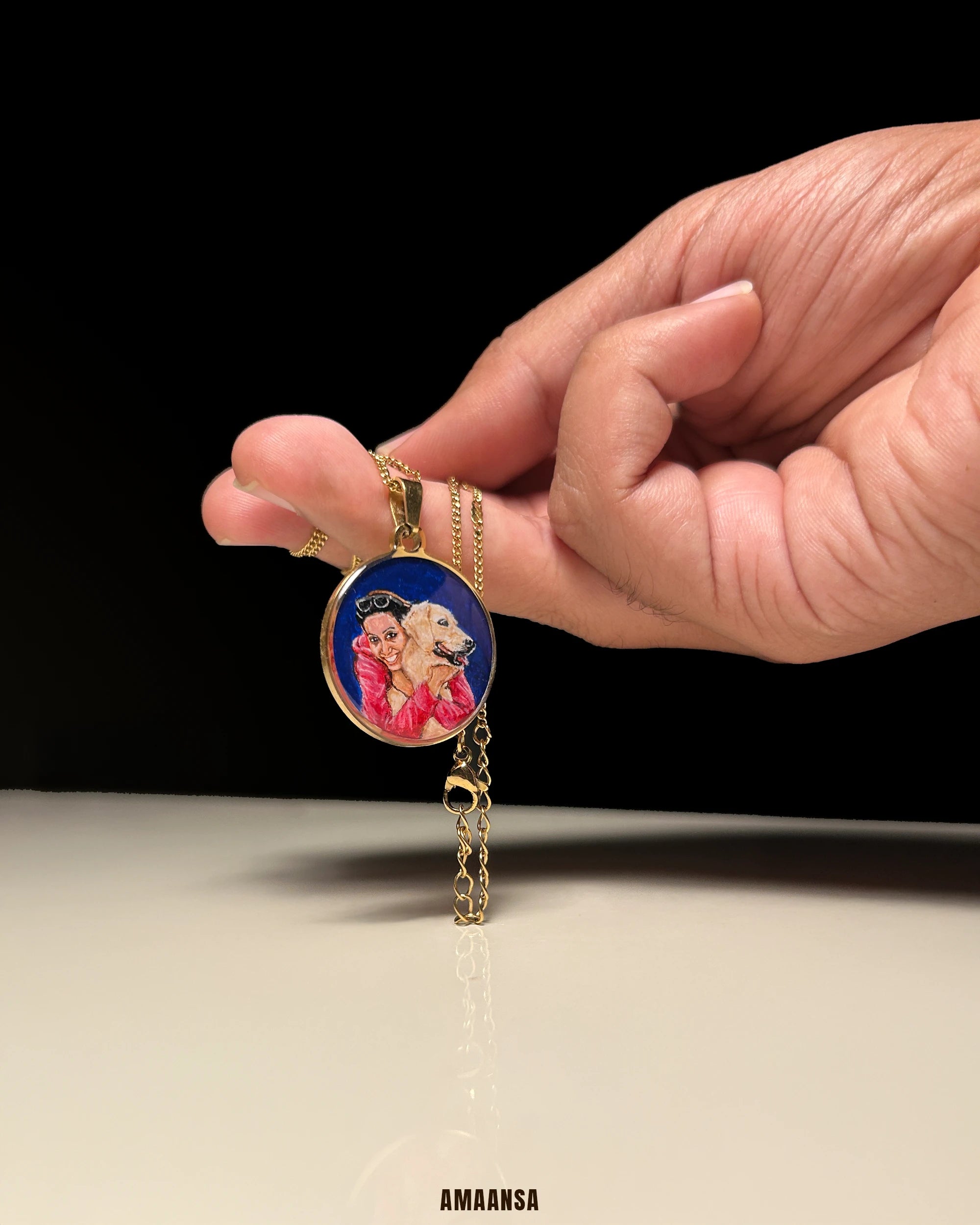 Pet Portrait Pendant Premium | Two Face | Full coloured- Personalized Art Jewelry