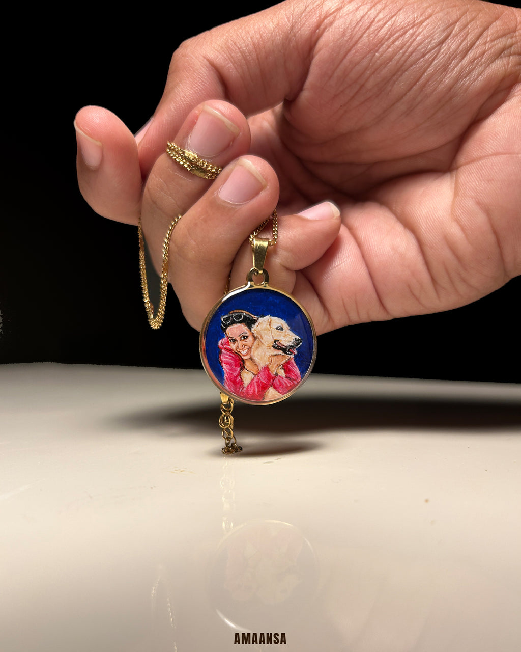 Pet Portrait Pendant Premium | Two Face | Full coloured- Personalized Art Jewelry