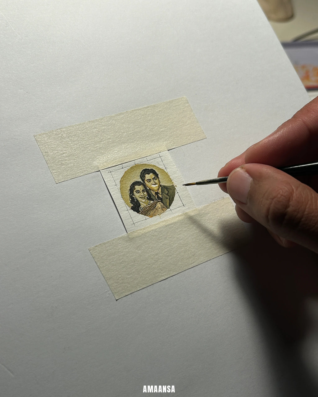 Two Face | Full coloured painting pendant | with Custom Miniature Art Portraits