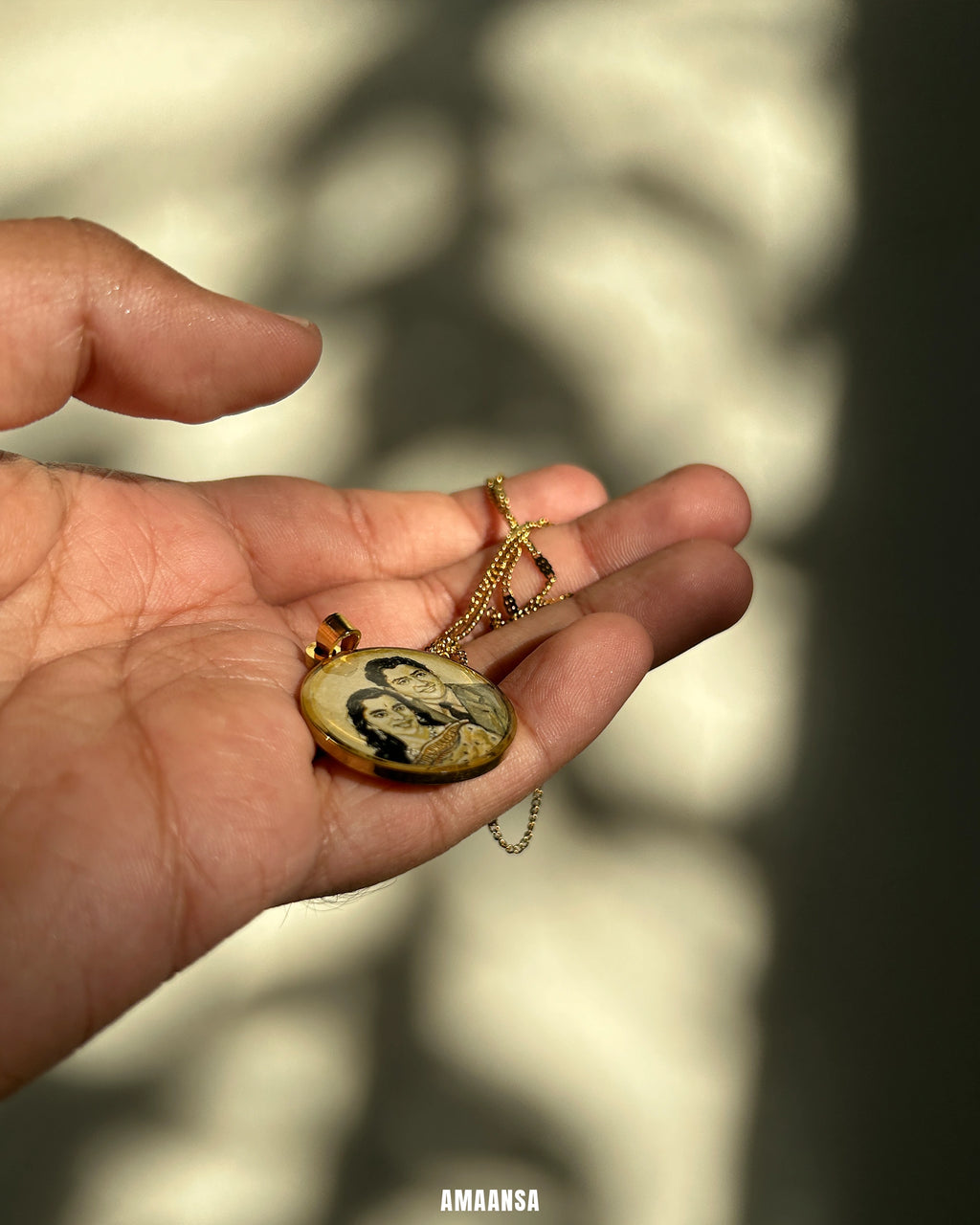 Two Face | Full coloured painting pendant | with Custom Miniature Art Portraits